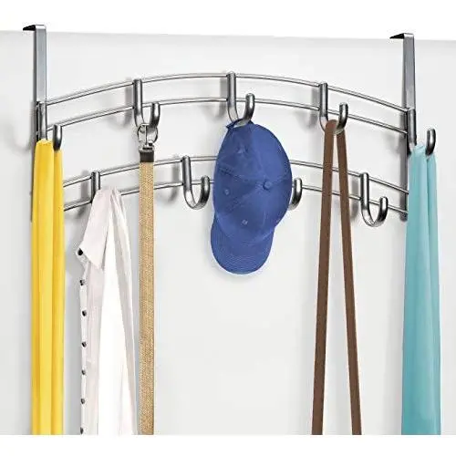 Lynk Over Door Accessory Holder - Scarf, Belt, Hat, Jewelry Hanger - 9 Hook Organizer Rack - Platinum Lynk Over Door Accessory Holder - Scarf, Belt, Hat, Jewelry Hanger - 9 Hook Organizer Rack - Platinum