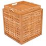 BIRDROCK HOME Bamboo Storage Ottoman - Storage Boxes - Reversible Linen Cushioned Top and Serving Tray - Natural Spa Ottoman