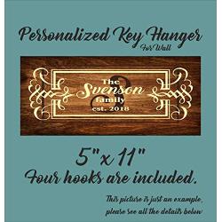 Wooden Key Holder - Personalized Family Key Hanger - Housewarming Gift For Couple - Wedding Gift Alternative - Decorative Key Hangers with Hooks - Customized New Home Present