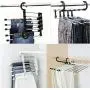 5pcs Random Color 5 in 1 Pant Rack Shelves Stainless Steel Clothes Hangers Multi-Functional Wardrobe Magic Hanger Decoration 5pcs Random Color 5 in 1 Pant Rack Shelves Stainless Steel Clothes Hangers Multi-Functional Wardrobe Magic Hanger Decoration