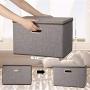 Large Storage Boxes with Lid [3-Pack] Linen Fabric Decorative Storage Boxes Bin Organizer Containers Collapsible Basket Cube with Handles Divider for Bedroom Closet Office Living Room (17.7x11.8x11.8)