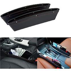 U [2 Pack Car Seat Gap Organizer,Car Pockets Between Seats Car Pocket Organizer PU Full Leather Storage Boxes Universal for Phone Keys Cards Pens Coins