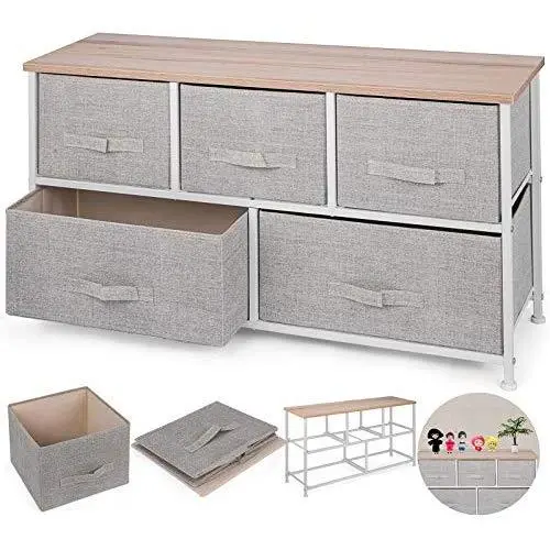 Happybuy 5-Drawer Storage Organizer Unit with Fabric Bins Bedroom Play Room Entryway Hallway Closets Steel Frame MDF Top Dresser Storage Tower Fabric Cube Dresser Chest Cabinet (Beige/Wide) Happybuy 5-Drawer Storage Organizer Unit with Fabric Bins Bedroom Play Room Entryway Hallway Closets Steel Frame MDF Top Dresser Storage Tower Fabric Cube Dresser Chest Cabinet (Beige/Wide)