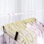 100 PCS Beige Velvet Hanger Bar Wardrobe Storage Clothes Suit Winter Coats Jackets Contoured Shoulder for Accessories