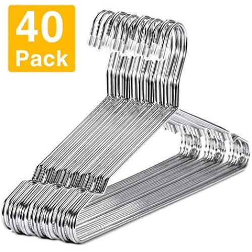 HOUSE DAY Metal Hangers Wire Hangers 40 Pack Stainless Steel Hangers Metal Coat Hangers 16.5 Inch Heavy Duty Hangers Metal HOUSE DAY Metal Hangers Wire Hangers 40 Pack Stainless Steel Hangers Metal Coat Hangers 16.5 Inch Heavy Duty Hangers Metal