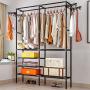 XIAOLONG Iron Simple Coat Rack Floor Black Hanger Modern Simple Clothes Rack Bedroom Living Room Mobile Floor Hanger