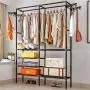 XIAOLONG Iron Simple Coat Rack Floor Black Hanger Modern Simple Clothes Rack Bedroom Living Room Mobile Floor Hanger