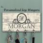Black White Key Holder for wall, Monogram key holder, Personalized key hanger, Charcoal Key Holder, Key Hanger, Family name Wall Key Rack, Last name key rack, Custom Gift, Wedding Gift, Closing Gift
