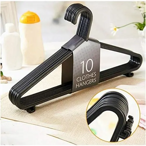 10Pcs Non-Slip Multifunctional Plastic Clothes Hangers for Wet Or Dry Adult Ladies Clothes Dress Black 10Pcs Non-Slip Multifunctional Plastic Clothes Hangers for Wet Or Dry Adult Ladies Clothes Dress Black