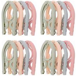 Wincspace 16 PCS Portable Folding Hanger Multifunction Magic Stretch Clothes Plastic Hangers Lightweight Clothes Drying Rack for Home and Travel (16)