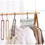 10PC Random Color Multi-Function Nine-Hole Hanger Space Saving Folding Magic Clothes Hanger Drying Closet Home Bedroom Holder Hanger Decoration