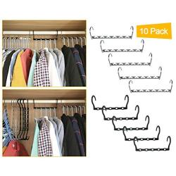 QsQueen Magic Clothe Hanger Pack of 10 Space Saving Clothes Hangers Multi Functional Metal and ABS Plastic Closet Organizer Hanger for T-Shirts, Blouses, Pants and Coats