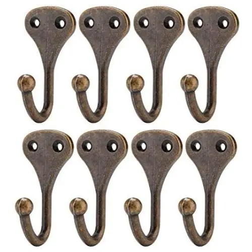 uxcell Curtain Tiebacks Hook Zinc Alloy Vintage Curtain Drapery Holders Window Holdback Wall Hooks Clothes Hanger, Set of 8, Bronze Tone