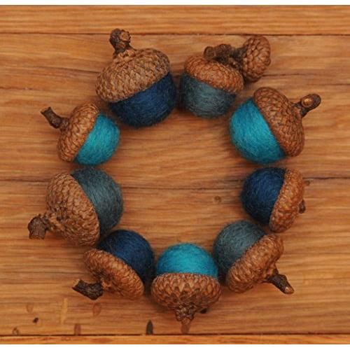 Blue Felted Acorn Ornaments, Set of 9, also available without hangers