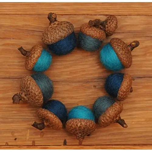 Blue Felted Acorn Ornaments, Set of 9, also available without hangers Blue Felted Acorn Ornaments, Set of 9, also available without hangers