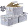Prandom Large Foldable Storage Bins with Lids Fabric Decorative Storage Boxes Cubes Organizer Containers Baskets with Cover Handles Removable Divider for Home Bedroom Closet 17.3x11.8x9.8 Inch 3 Pack