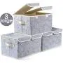 Prandom Large Foldable Storage Bins with Lids Fabric Decorative Storage Boxes Cubes Organizer Containers Baskets with Cover Handles Removable Divider for Home Bedroom Closet 17.3x11.8x9.8 Inch 3 Pack