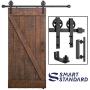 6ft Heavy Duty Sliding Barn Door Hardware Kit, 6ft Single Rail, Black, (Whole Set Includes 1x Pull Handle Set & 1x Floor Guide) Fit 36" Wide DoorPanel(Big Industrial Wheel Hanger) 6ft Heavy Duty Sliding Barn Door Hardware Kit, 6ft Single Rail, Black, (Whole Set Includes 1x Pull Handle Set & 1x Floor Guide) Fit 36" Wide DoorPanel(Big Industrial Wheel Hanger)