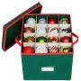 Christmas Ornament Storage Boxes with Lid - Adjustable Dividers and 4 Adjustable Layers - Holds up to 64 Round Ornaments - Holiday Storage (Green)