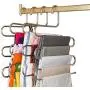Eityilla S Type Clothes Pants Hangers Stainless Steel Space Saving Hangers 5 Layers Closet Storage Organizer for Jeans Trousers Tie Belt Scarf (6-Pieces) Eityilla S Type Clothes Pants Hangers Stainless Steel Space Saving Hangers 5 Layers Closet Storage Organizer for Jeans Trousers Tie Belt Scarf (6-Pieces)