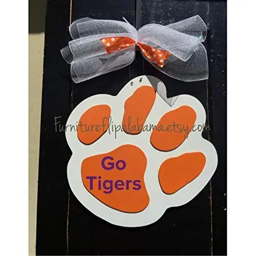 3D Clemson pawprint football door hanger wreath go tigers door decorations 3D Clemson pawprint football door hanger wreath go tigers door decorations