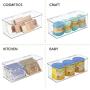 mDesign Stackable Plastic Kitchen Pantry Cabinet/Refrigerator Food Storage Container Bin Boxes with Lid - Organizer for Packets, Snacks, Produce, Pasta - BPA Free - Holds 4.7 Quarts, 4 Pack - Clear