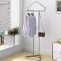 COAT RACK, Office Bedroom Living Room Hanging Bag Clothes Rack, Floor Hanger, Silver, Small Footprint, Thick Tubing, Lightweight and Stable