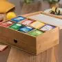 Bambusi Bamboo Tea Storage Boxes - Natural Wood Tea Chest Organizer with Small Drawer | Great Christmas Gift Idea
