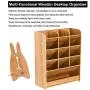 Marbrasse Wooden Desk Organizer, Multi-Functional DIY Pen Holder Box, Desktop Stationary, Home Office Supply Storage Rack with Drawer (B12-Cherry Color) Marbrasse Wooden Desk Organizer, Multi-Functional DIY Pen Holder Box, Desktop Stationary, Home Office Supply Storage Rack with Drawer (B12-Cherry Color)