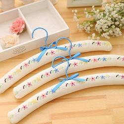 KIPB 10 Pieces of Fabric Thickening Hanger for Clothes, Bow Flower, Non-Slip Cotton Hanger Blue