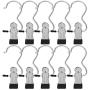 BEWISHOME 24 PCS Laundry Hook Boot Hanging Hold Clips Portable Hanging Hooks Home Travel Hangers Clothing Clothes Pins, Chrome FYC03S