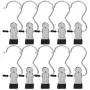 BEWISHOME 24 PCS Laundry Hook Boot Hanging Hold Clips Portable Hanging Hooks Home Travel Hangers Clothing Clothes Pins, Chrome FYC03S