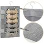 2 Pack Closet Hanging Organizer with 30 Mesh Pockets & Rotating Metal Hanger,Dual Sided Wall Shelf Wardrobe Storage Bags,Oxford Cloth Space Saver Bag for Bra Underwear Underpants Socks by HIN