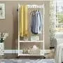 Solid Wood Floor Coat Rack Clothes Hanger On Wheels Mobile Hanger Bag Rack (Color : Milk White) Solid Wood Floor Coat Rack Clothes Hanger On Wheels Mobile Hanger Bag Rack (Color : Milk White)