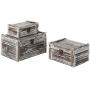 MyGift Set of 3 Rustic Torched Wood Nesting Storage Chests