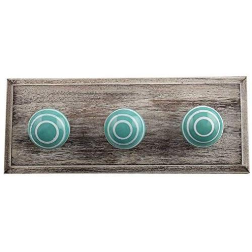 Indianshelf Handmade 1 Artistic Vintage Green Wooden Strip Clothes Hooks Hangers/Wall Hooks for Kids