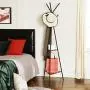 SONGMICS Coat Rack Stand, Coat Tree, Hall Tree Free Standing, Industrial Style, with 2 Shelves, for Clothes, Hat, Bag, Black, Vintage URCR16BX