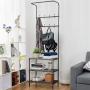 3 Tier Metal Storage Shelf 8 Hooks Hat Shoes Rack Coat Clothes Racks Hanger Stand HW58543