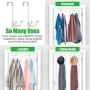 Over The Door Hooks Hangers [10 Pack] with 2 Double Hanger Hooks and 8 Signle Hooks Fit for Two Sized Doors. Stainless Steel Over Door Hook Organizer for Clothing Coat Towel Robe Hat Hanging - White
