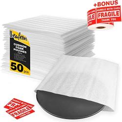 9.5" x 9.5" Foam Wrap Pouches Cushioning for Packing Moving Shipping and Storage Supplies - Foam Pouches is Great Alternative to Air Sheets and Bubble Packing Envelopes - 50 Pack