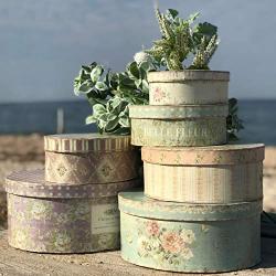 WHW Whole House Worlds Belle Fleur Stackable French Boxes Collection of 6, for Gifts, Storage and Decorative, Chouette Fleur Antiqued Style, Multi Color, from 7 ? to 14 Inches L, Ovals