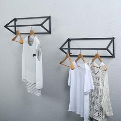 MBQQ Industrial Clothing Rack Wall Mounted,Garment Rack Display Rack Cloths Rack,Metal Clothes Racks for Hanging Clothes,Laundry Room Decor Rod,Black(2pcs)