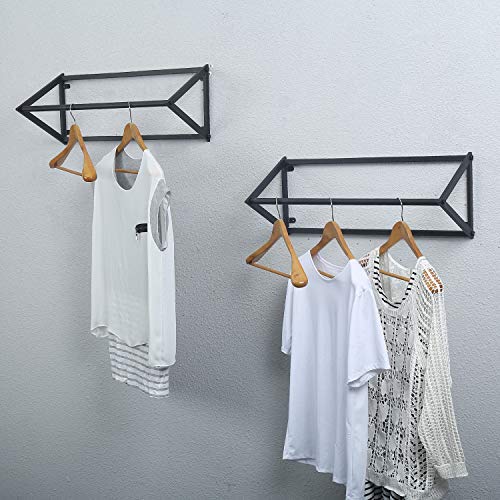 MBQQ Industrial Clothing Rack Wall Mounted,Garment Rack Display Rack Cloths Rack,Metal Clothes Racks for Hanging Clothes,Laundry Room Decor Rod,Black(2pcs)