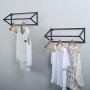 MBQQ Industrial Clothing Rack Wall Mounted,Garment Rack Display Rack Cloths Rack,Metal Clothes Racks for Hanging Clothes,Laundry Room Decor Rod,Black(2pcs)