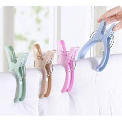 LFHT 4pcs 6.3" Durable Large Beach Towel Blanket Clips Plastic Clothespins Clothes Pegs Pins Clothes Hanger Clamp