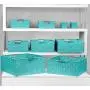 Sorbus Storage Boxes Woven Basket Bin Container Tote Cube Organizer Set Stackable Storage Basket Woven Strap Shelf Organizer Built-in Carry Handles (Aqua)