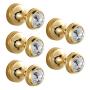 BigBig Home Crystal Decorative Wall Hooks Towel Hook, Gold Finish Brass Coat Hook Hangers Wall Mounted.(Gold, Pack of 5)