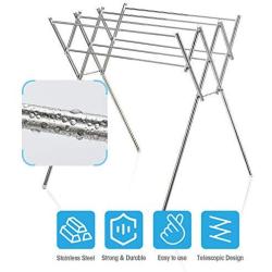 HOUSE DAY Drying Rack Towel Rack Stainless Steel Foldable Towel Clothes Drying Rack Folding Drying Rack Laundry Drying Rack