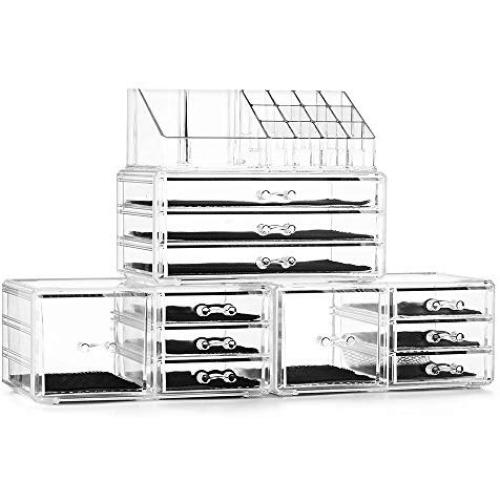 Felicite Home Acrylic Jewelry and Cosmetic Storage Boxes Makeup Organizer Set, 4 Piece