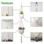Macrame Double Plant Hanger Indoor Outdoor Hanging Planter Pot holder Cotton Rope 4 Legs 62 Inch(2 Pack)
